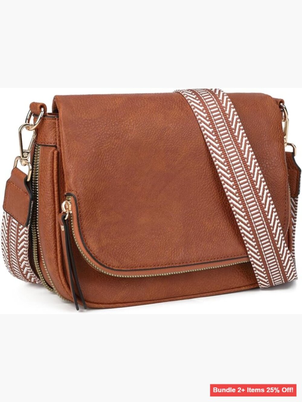Small PU Leather Crossbody Bag with Adjustable Strap and 5 Pockets